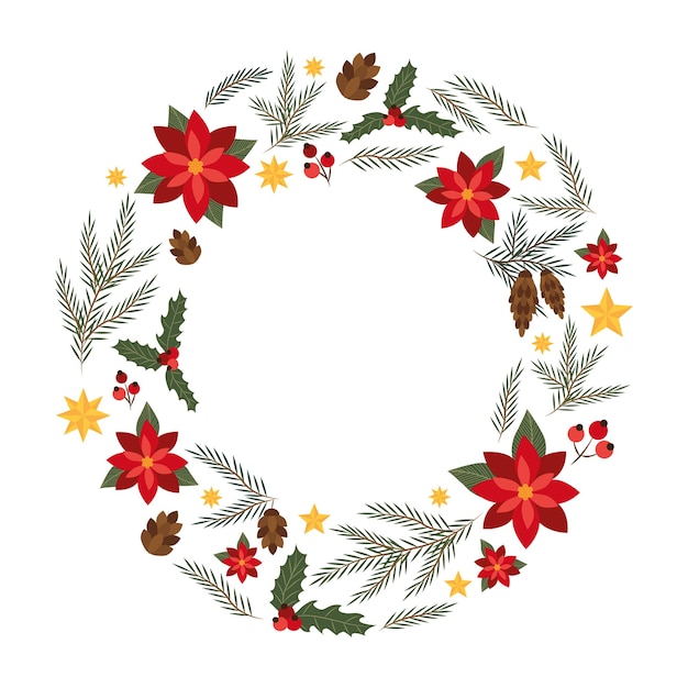 Vector round frame christmas wreath