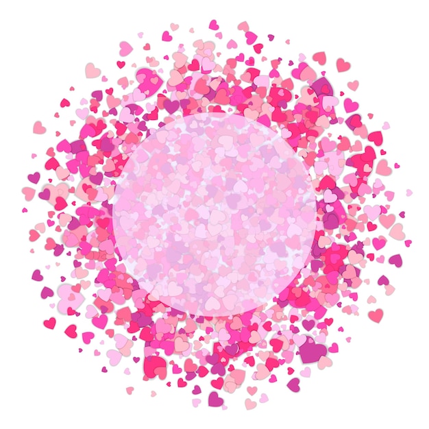 Vector round frame of colorful hearts isolated on white background love concept