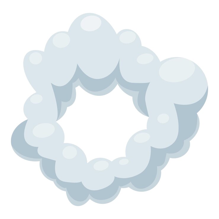 Vector round frame created by fluffy white clouds forming a circle
