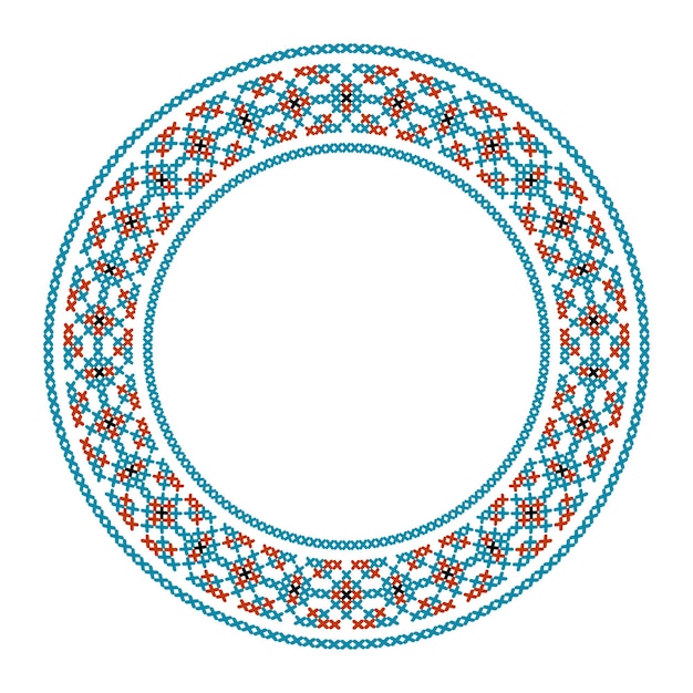 Round frame crossstitch motifs folk embroidery