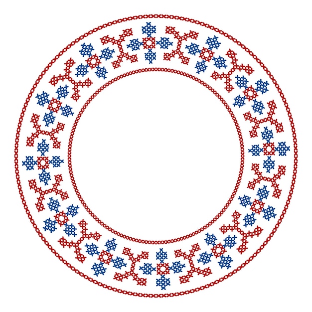 Round frame crossstitch motifs folk embroidery