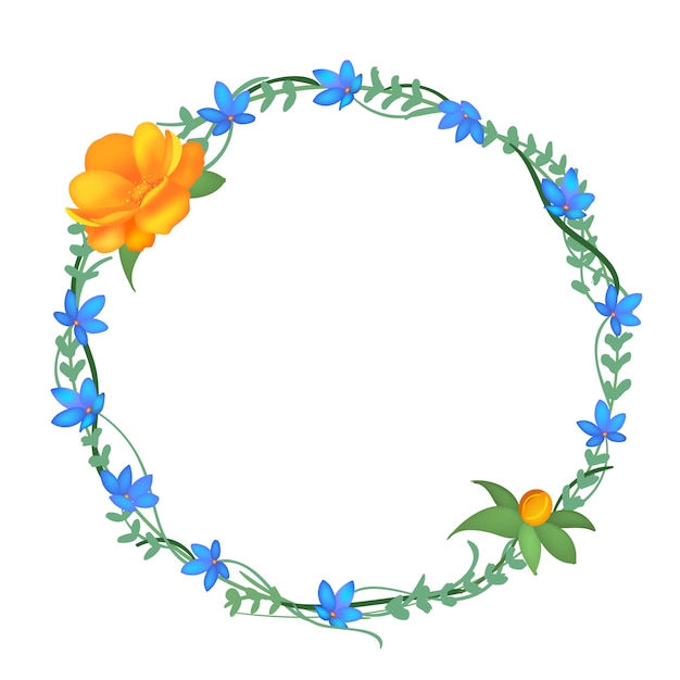 round frame of flowers.