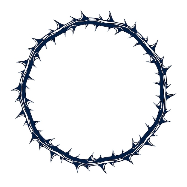 Round frame from thorn, blackthorn vector design element, circle shape border.