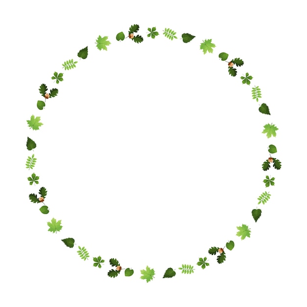 round frame green forest leaves space for text vector