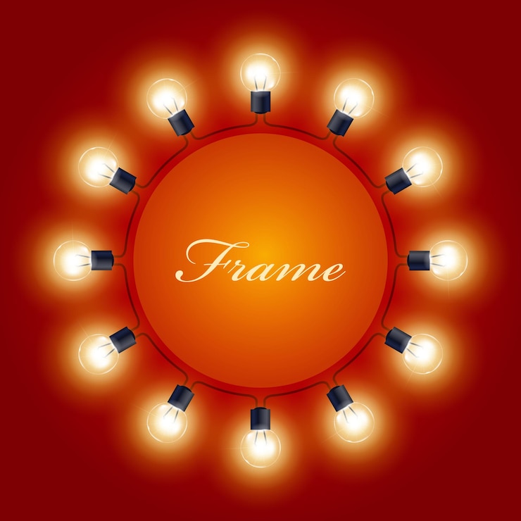 Vector round frame of light bulbs - theater poster