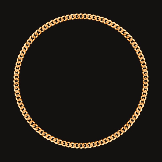 Round frame made with golden chain.