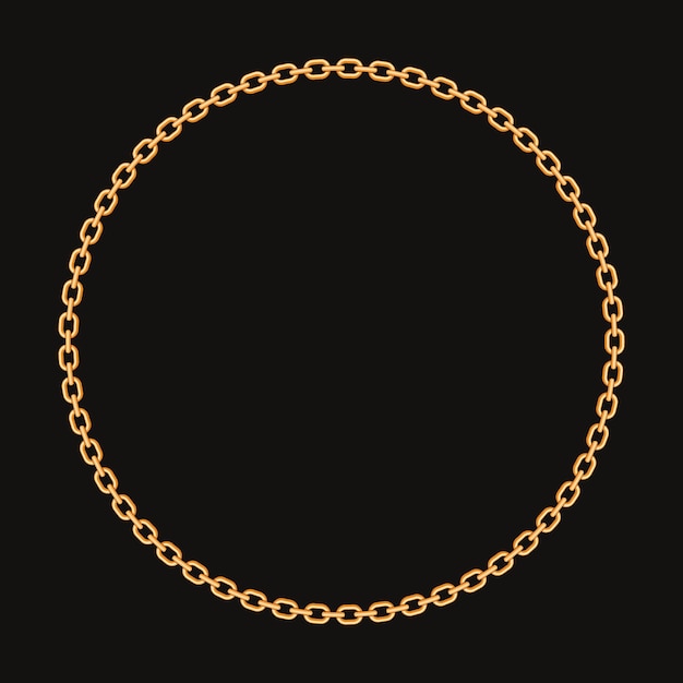 Vector round frame made with golden chain.