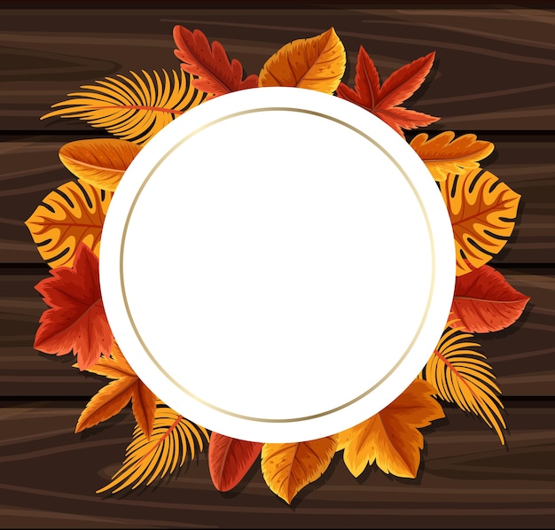 Round frame with autumn foliage