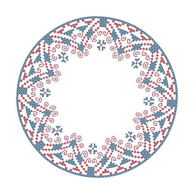 Round frame with flower folk embroidery18