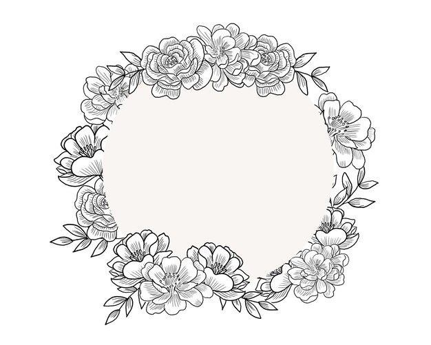 a round frame with flowers