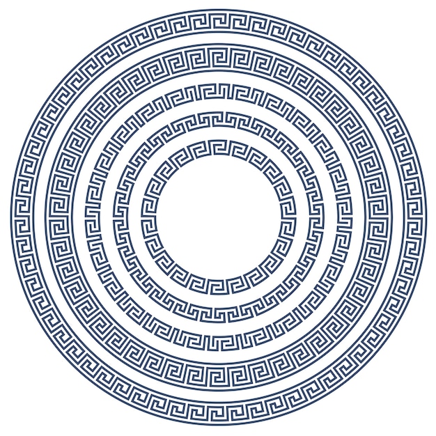 Vector round frame with greek pattern