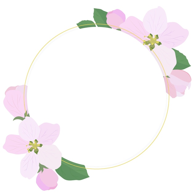 Vector round frame with pink apple blossoms on a background vector illustration