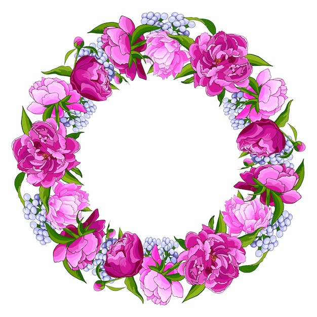 Round frame with rose flowers