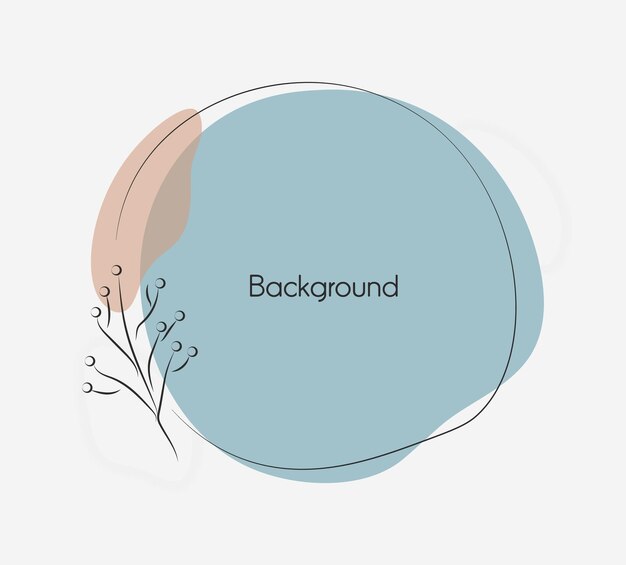 Round frame with twig in one line style background with floral frame