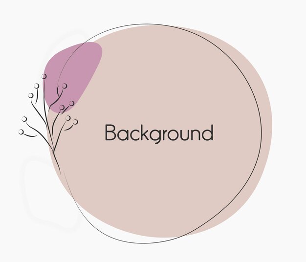 Круглая рамка с веткой в стиле одной линии. Фон с цветочной рамкой