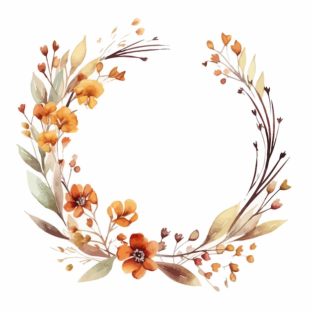 Round_frame_with_watercolor_autumn_brown_wild_flower