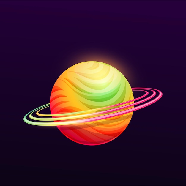 Round galaxy planet with color rings GUI icon