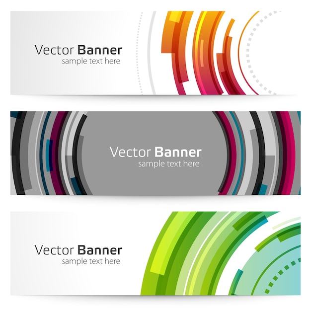 Vettore banner geometrico rotondo con forme techno