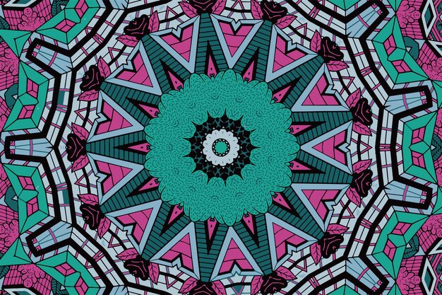 Round geometric mandala background with ethnic motif vector