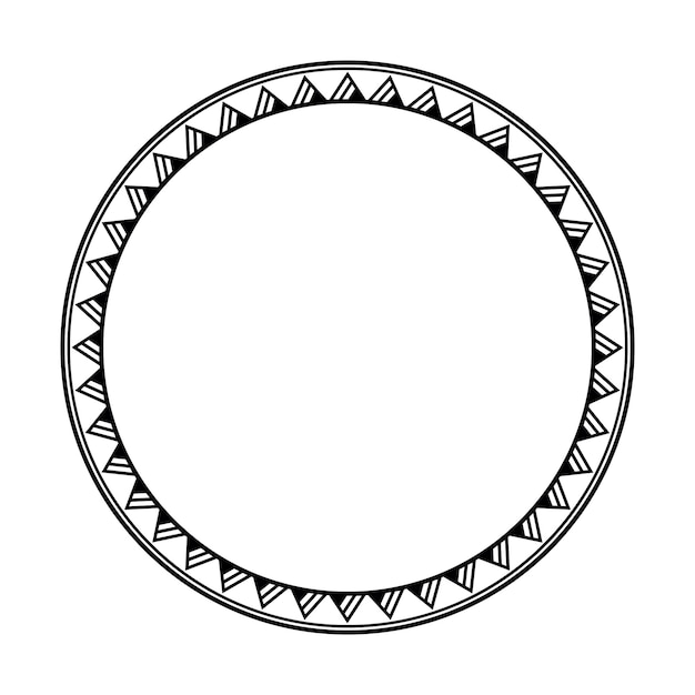 Вектор Круглый геометрический дизайн рамки границы маори простой черно-белый