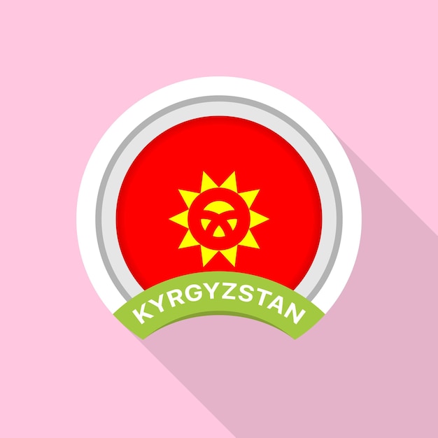 Round glossy Button with flag of Kyrgyzstan