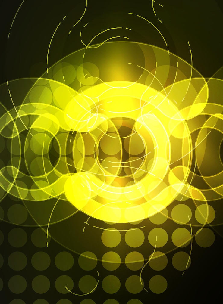 Vector round glowing elements on dark space abstract background vector illustration