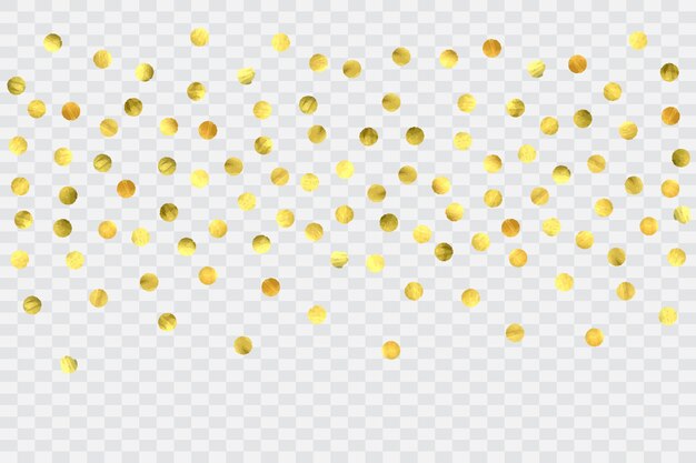 Vector round gold confetti.