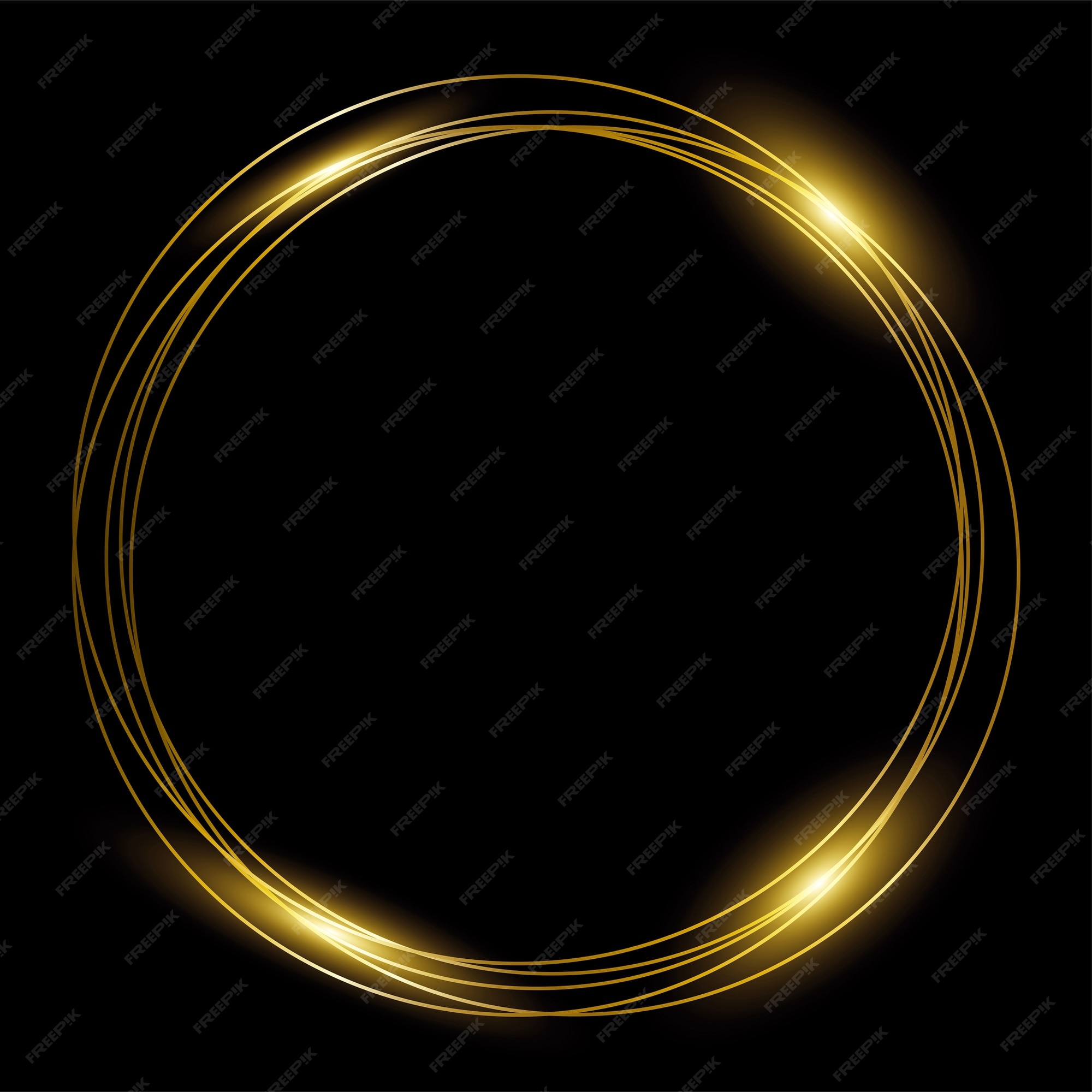 Premium Vector | Round gold frame of golden rings on black background.