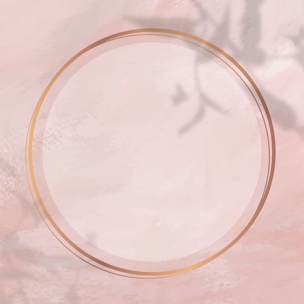 Vector round gold frame on shadowed pink paint background vector