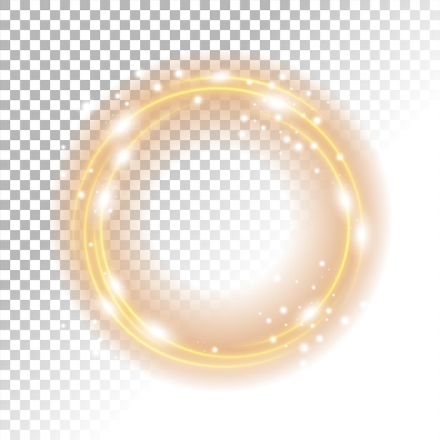 Vector round gold shiny frame with light bursts on a white transparent pattern png ready vector illustrat