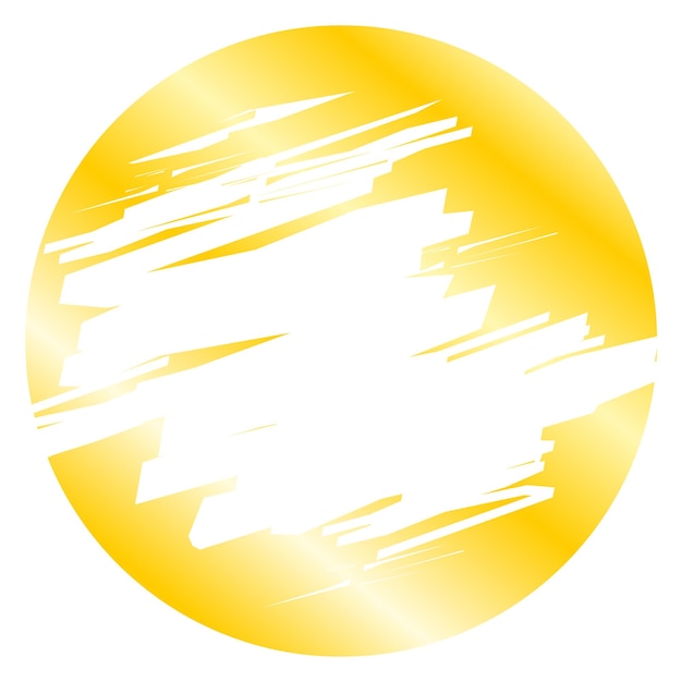 Vector round golden label with scratch effect erased layer