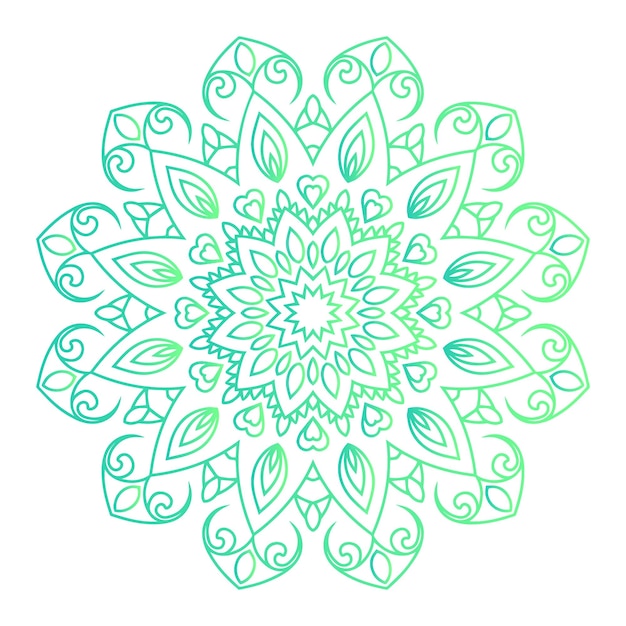 Круглая градиентная мандала на белом изолированном фоне мандала с цветочным узором