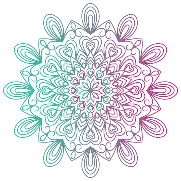 Round gradient mandala on white isolated background mandala with floral pattern