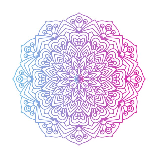 Round gradient mandala on white isolated background mandala with floral pattern