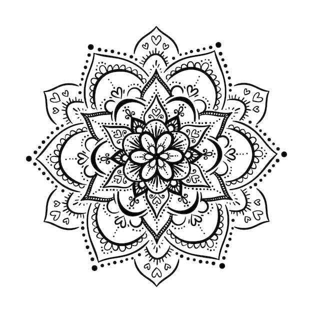 Premium Vector  Round gradient mandala on white isolated background.  vector boho mandala in black and white colors. mandala with floral  patterns. yoga template