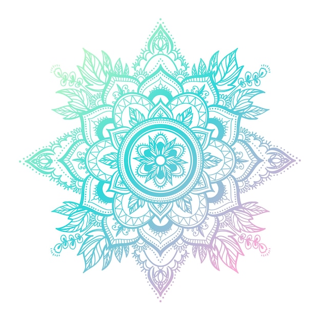 Mandala rotonda sfumata su sfondo bianco isolato. mandala boho vettoriale in colori pastello. mandala con motivi floreali. modello di yoga
