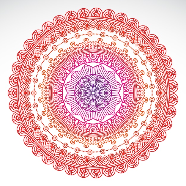 Round gradient mandala on white isolated background