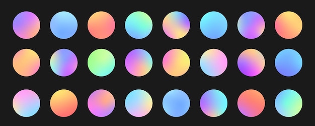 Round gradient set Colorful soft circles buttons