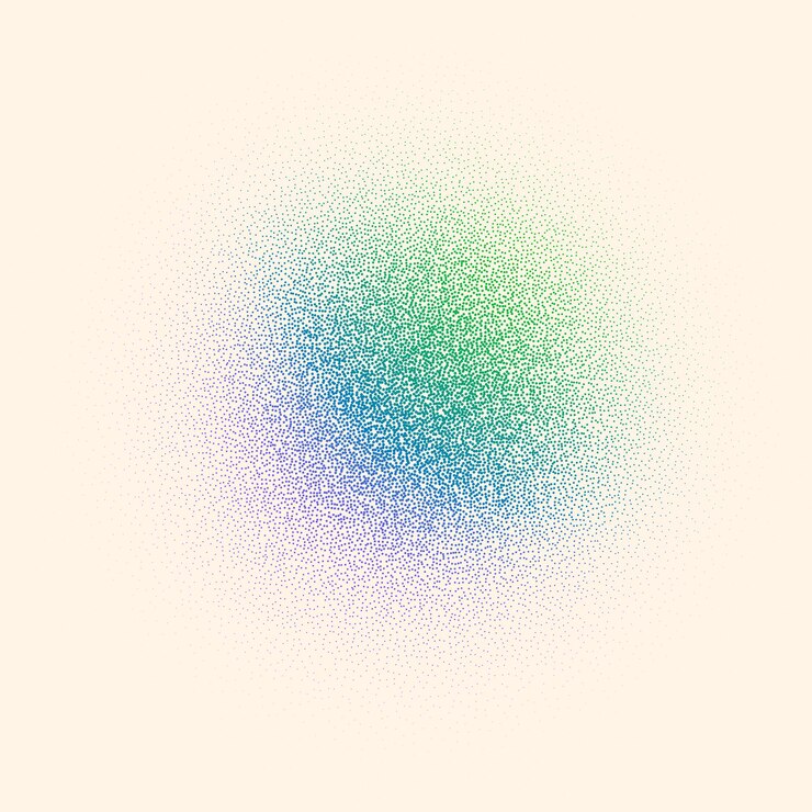 Vector round grainy vector background in neon color round translucent spot with halftone noise effect