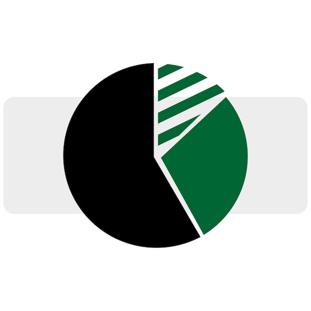 Round graph black and green parts. Circle divided into sectors. Vector illustration. EPS 10.