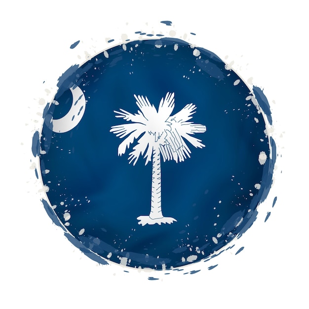 Vector round grunge flag of south carolina us state with splashes in flag color vector illustration