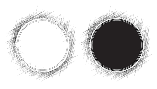벡터 둥근 그룬지 모양의 검은 연필 치 프레임 그래픽 요소 디자인 일러스트레이션 레트로 빈티지