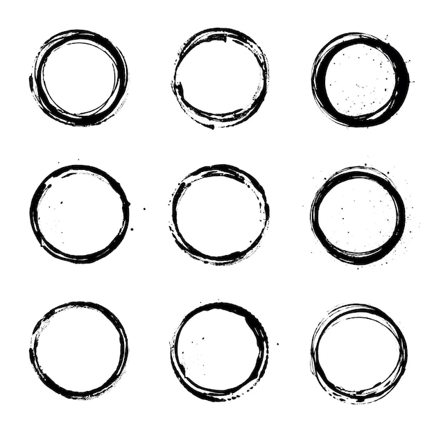 Round grunge vector set