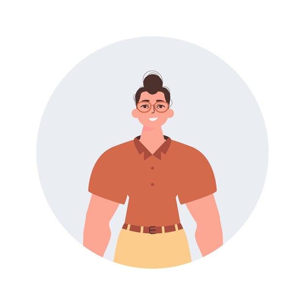 Vector round guy avatar character in modern trendy style