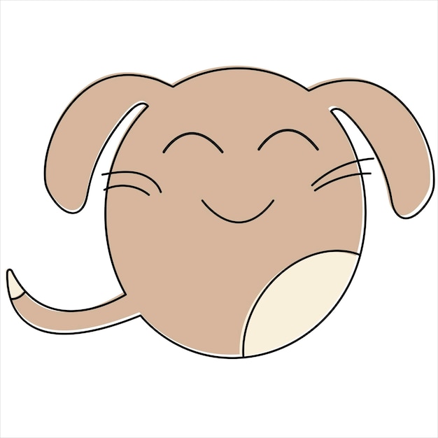 Round hand-drawn cute dog