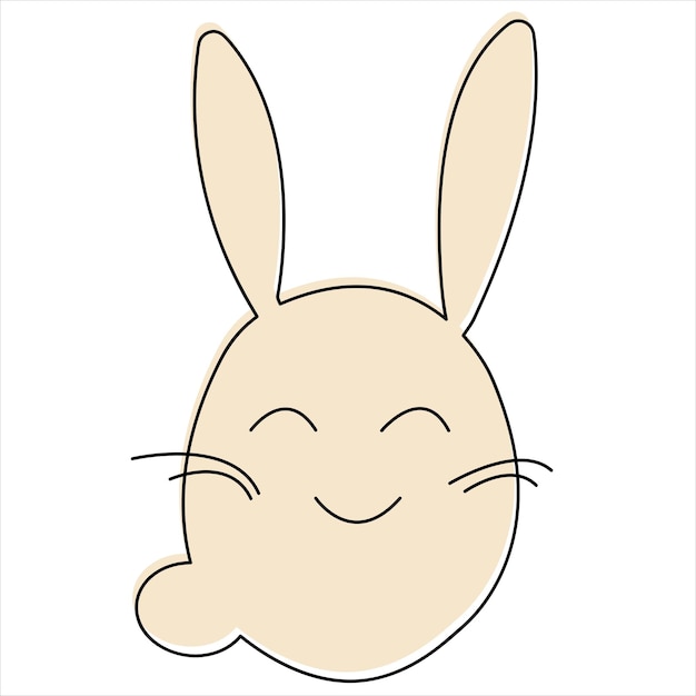 Vector round hand-drawn cute rabbit