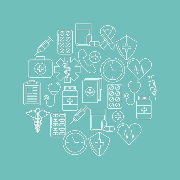 Vector round icon health mind