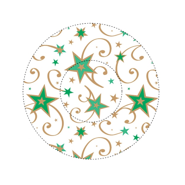 Vector round icon with new year stars pattern
