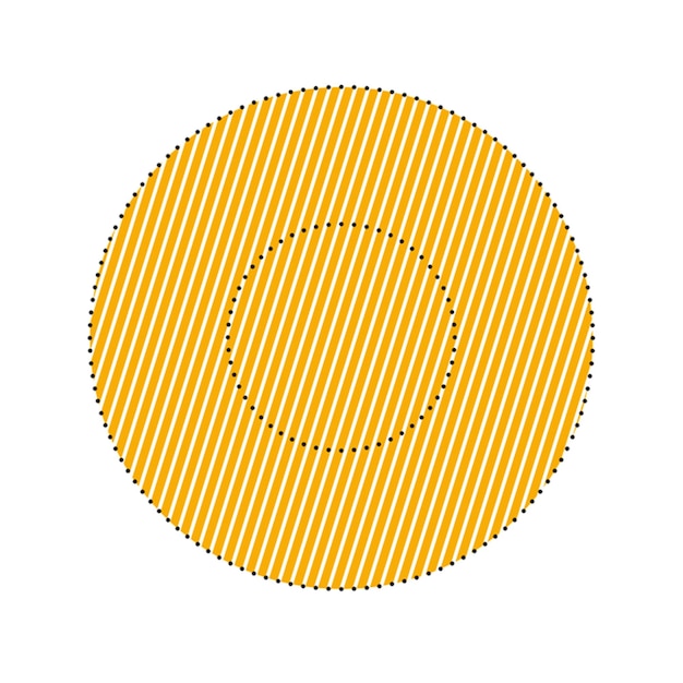 Round icon with yellow lines pattern