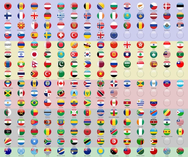 すべての国旗の丸いアイコン